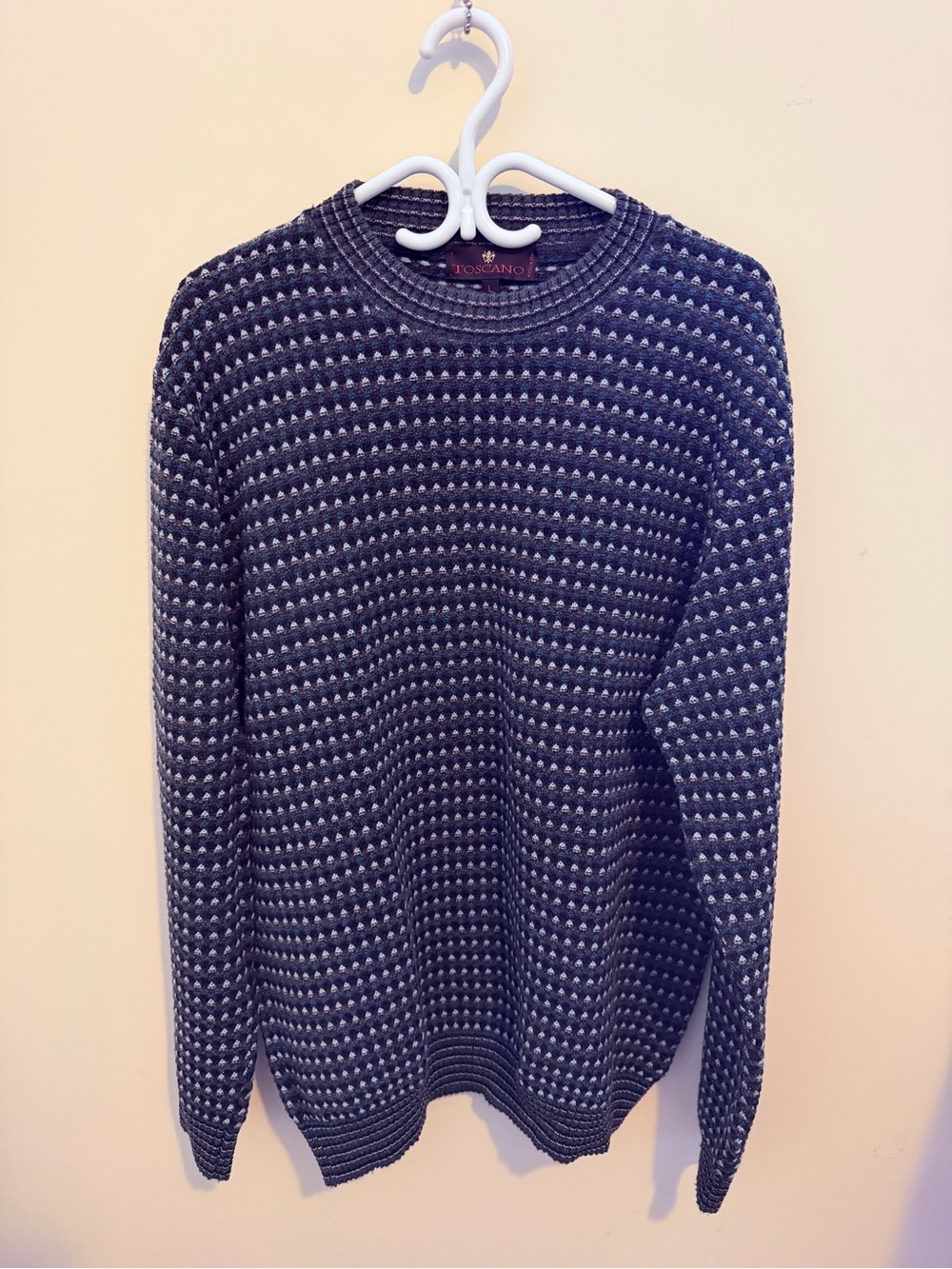 Men's Navy Textured Crewneck Sweater